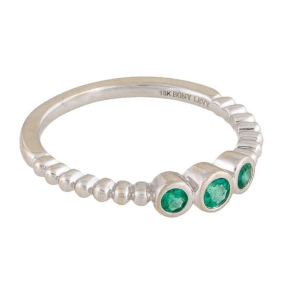 BONY LEVY 18K WHITE GOLD 750 EMERALD BAND RING